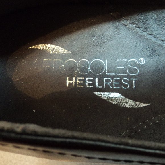 Aerosoles Heel Rest Womens 8 M Black Leather Shoes Pumps Slip On Round Toe - Picture 9 of 12